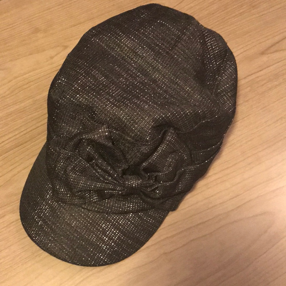 Black / Silver Hat with Bow Accent, One Size, NWOT